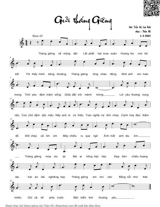 Sheet PDF of Gửi tháng giêng