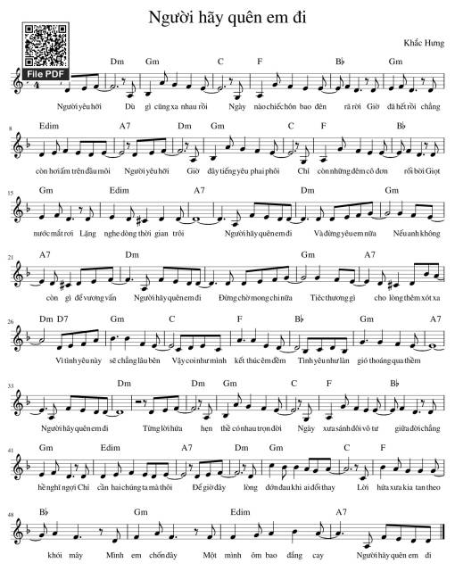 Người hãy quên em đi Sheet Piano