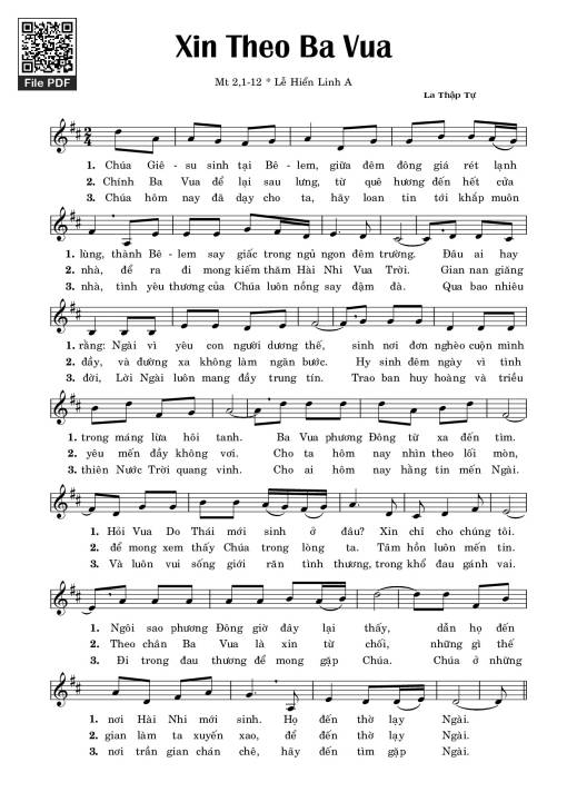 Sheet PDF of Xin Theo Ba Vua