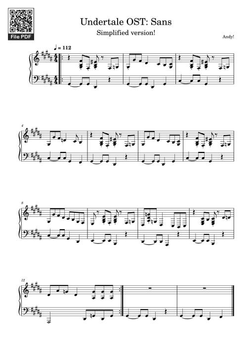 Undertale OST: Sans Sheet Piano