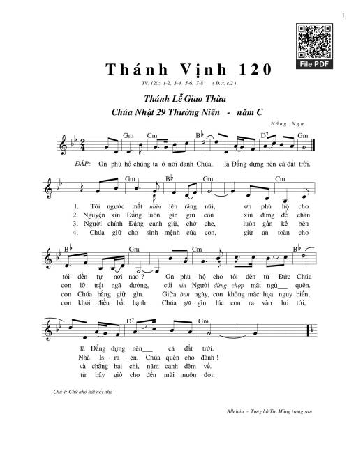 Thánh Vịnh 120, Thánh Lễ Giao Thừa