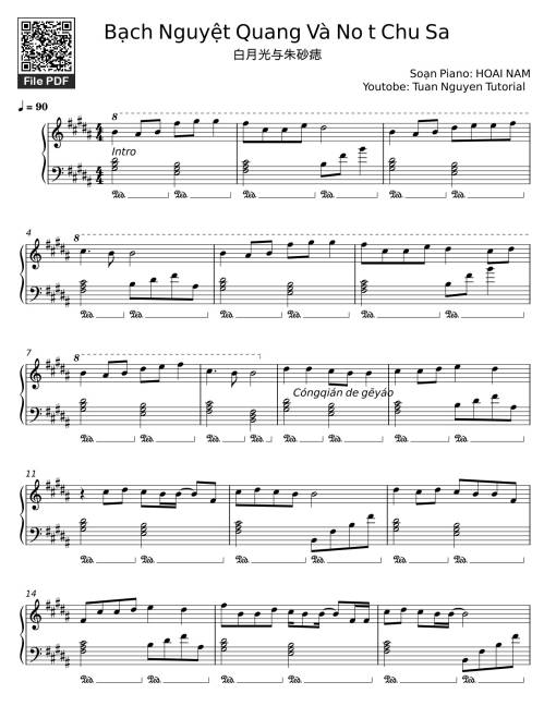 Sheet PDF of Bạch Nguyệt Quang Và No t Chu Sa Sheet Piano
