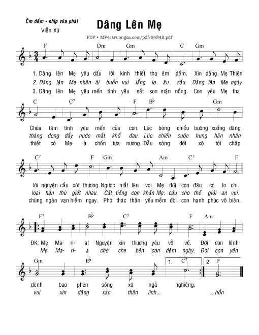 Sheet PDF of Dâng Lên Mẹ
