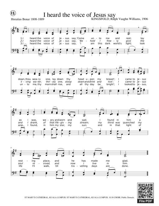 Sheet PDF of I heard the voice of Jesus say (SATB)