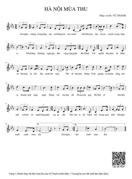 Sheet PDF of Hà Nội mùa thu
