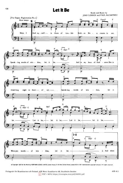 Let it be sheet Piano