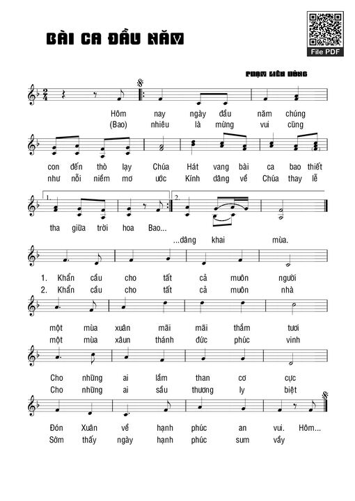 Sheet PDF of Bài ca đầu năm