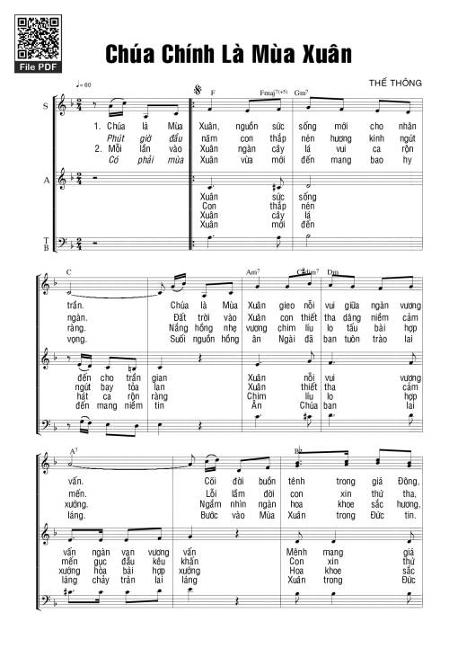 Sheet PDF of Chúa chính là mùa xuân (4 bè)