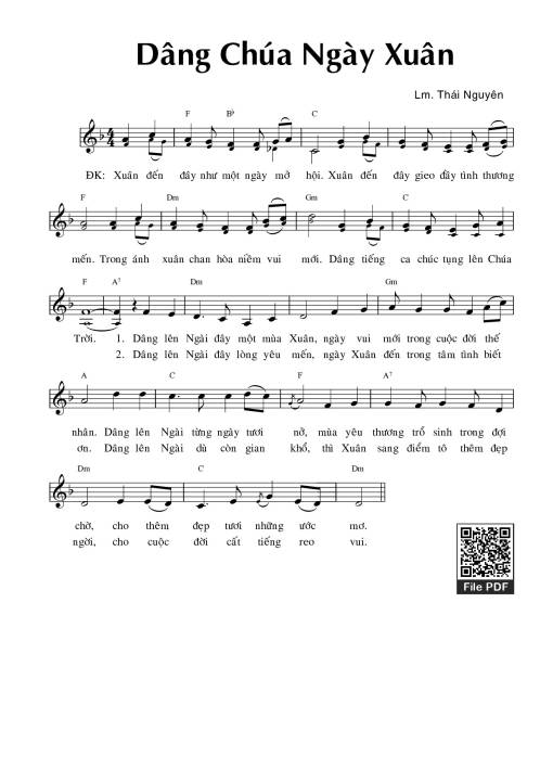 Sheet PDF of Dâng Chúa ngày xuân