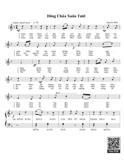 Sheet PDF of Dâng Chúa xuân tươi