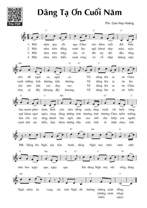 Sheet PDF of Dâng tạ ơn cuối năm