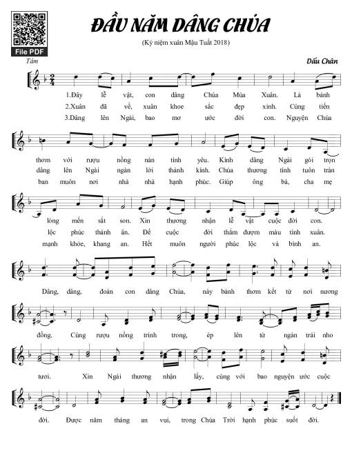 Sheet PDF of Đầu năm dâng Chúa