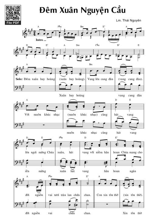 Sheet PDF of Đêm xuân nguyện cầu