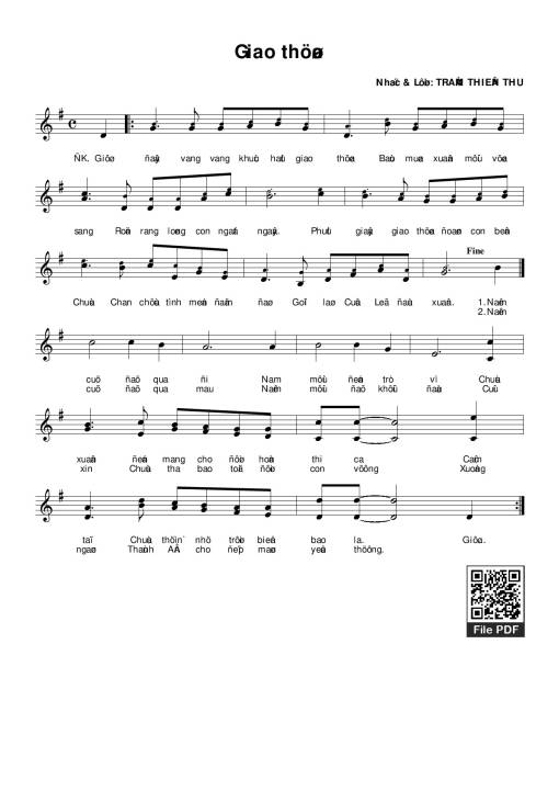 Sheet PDF of Giao thừa - Trầm Thiên Thu