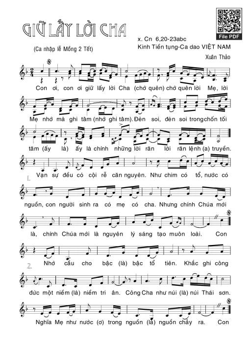 Sheet PDF of Giữ lấy lời Cha