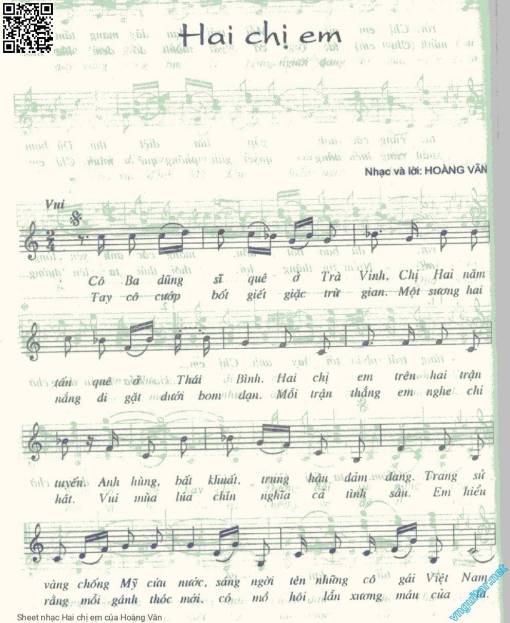 Sheet PDF of Hai chị em - Hoàng Vân