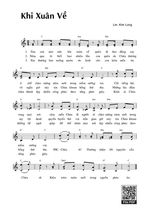 Sheet PDF of Khi xuân về - Kim Long