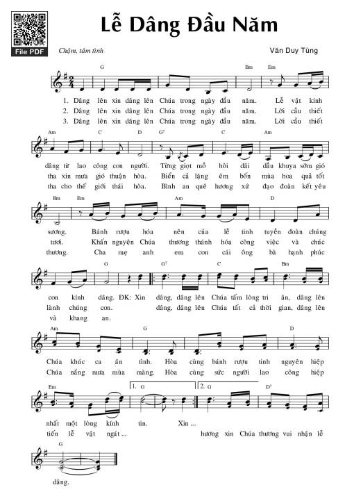Sheet PDF of Lễ dâng đầu năm