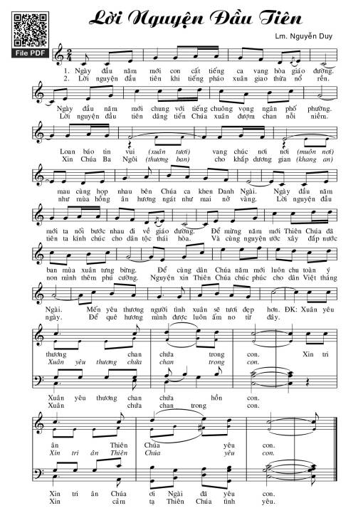 Sheet PDF of Lời nguyện đầu tiên