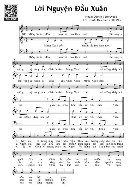 Sheet PDF of Lời nguyện đầu xuân