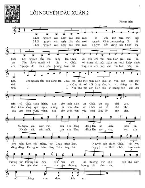 Sheet PDF of Lời nguyện đầu xuân. 2
