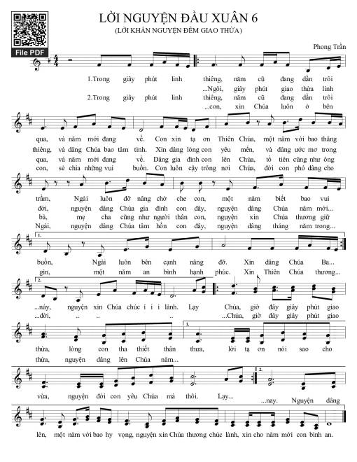 Sheet PDF of Lời nguyện đầu xuân. 6