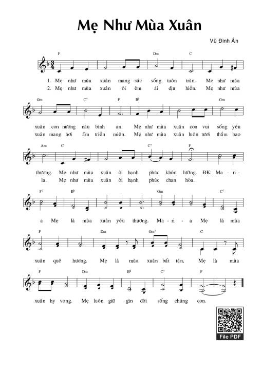 Sheet PDF of Mẹ như mùa xuân