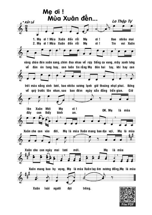 Sheet PDF of Mẹ ơi! Mùa xuân đến