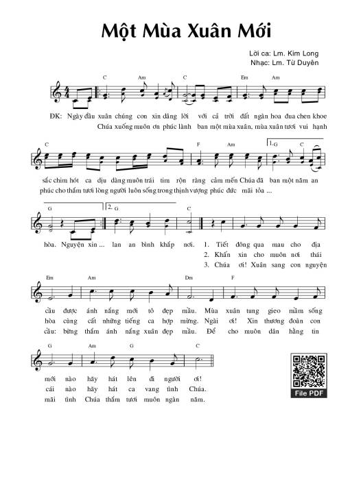 Sheet PDF of Một mùa xuân mới