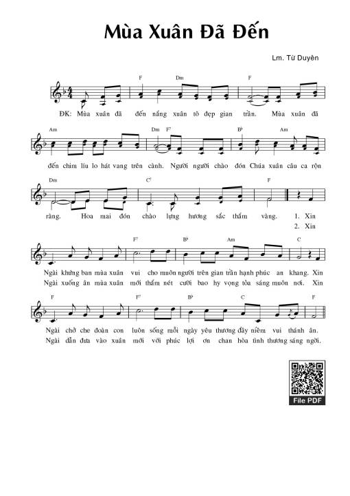 Sheet PDF of Mùa xuân đã đến