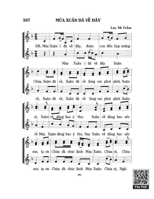 Sheet PDF of Mùa xuân đã về đây