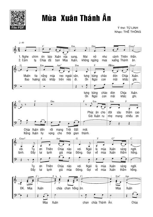 Sheet PDF of Mùa xuân thánh ân