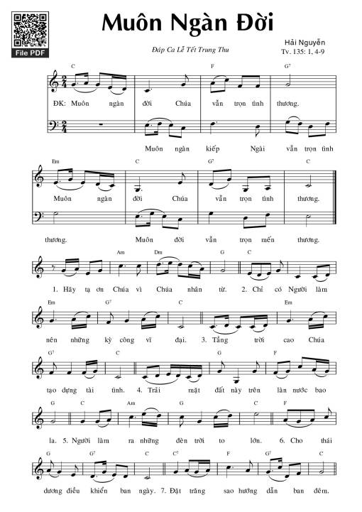 Sheet PDF of Muôn ngàn đời (Tv 135)