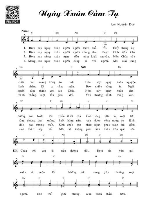 Sheet PDF of Ngày xuân cảm tạ
