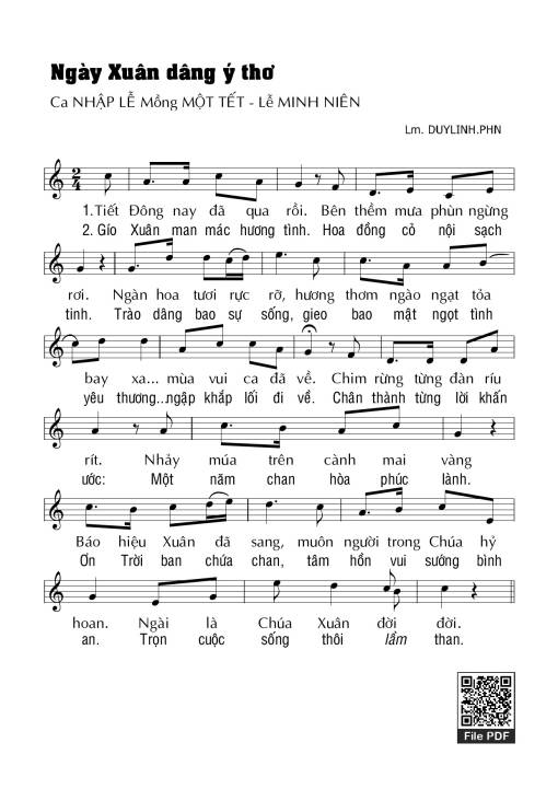 Sheet PDF of Ngày xuân dâng ý thơ