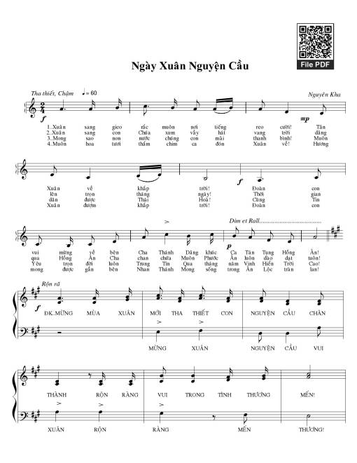 Sheet PDF of Ngày xuân nguyện cầu