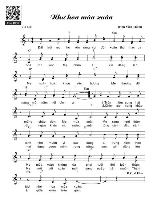 Sheet PDF of Như hoa mùa xuân