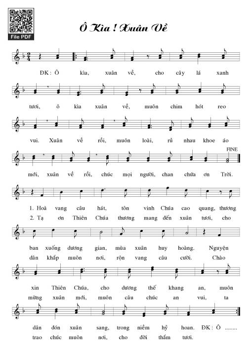 Sheet PDF of Ô kìa xuân về