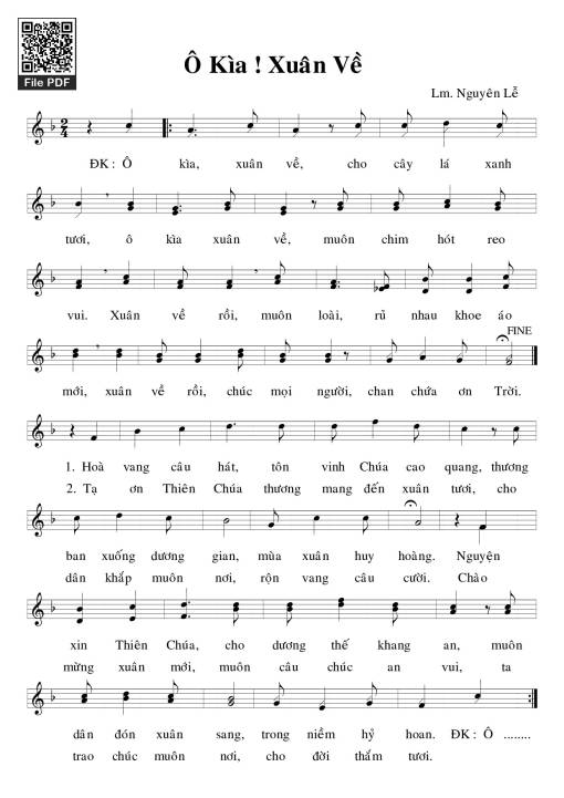 Sheet PDF of Ô kìa xuân về