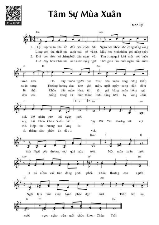 Sheet PDF of Tâm sự mùa xuân