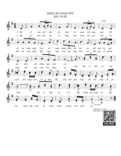 Sheet PDF of Thắp lên ngọn nến đầu xuân