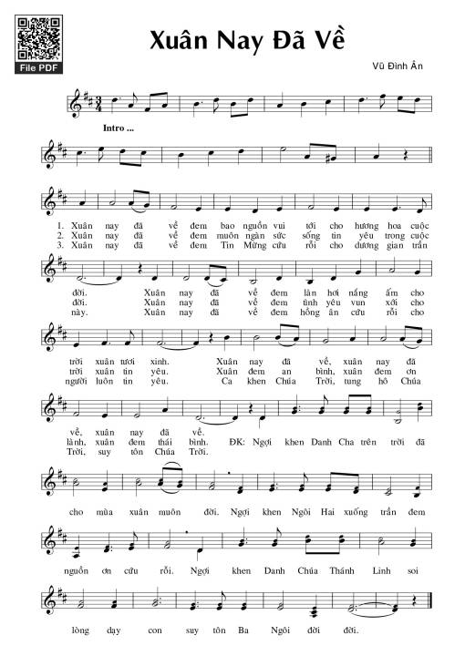 Sheet PDF of Xuân nay đã về