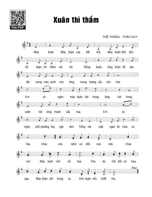Sheet PDF of Xuân thì thầm