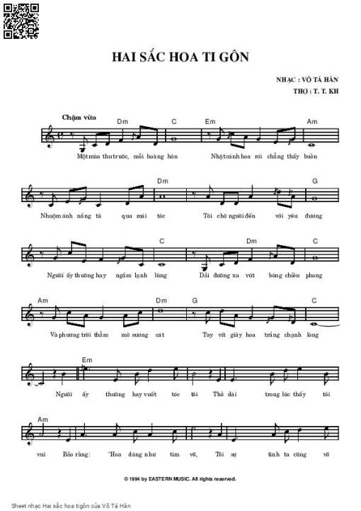Sheet PDF of Hai sắc hoa tigôn