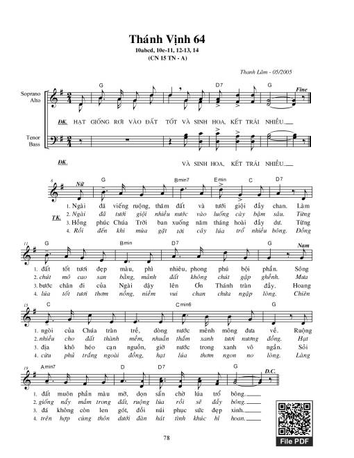 Sheet PDF of Thánh Vịnh 64, Lễ Tất Niên