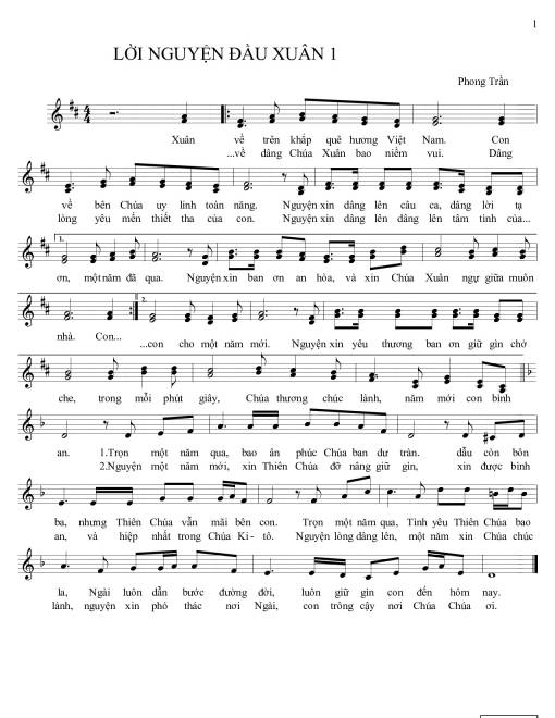 Sheet PDF of Lời Nguyện Đầu Xuân 1