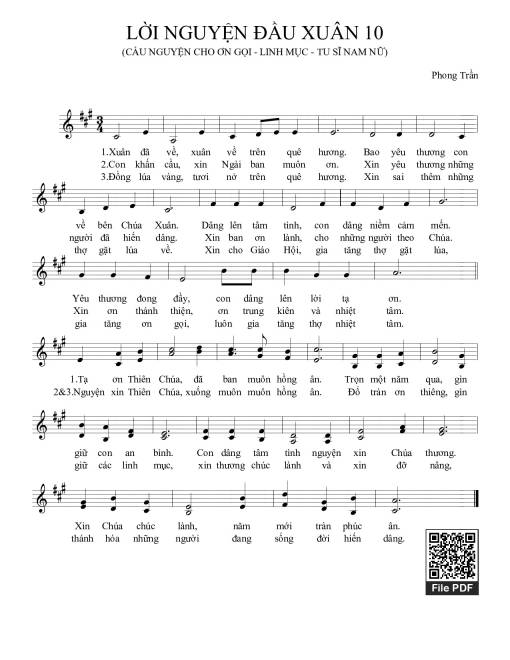 Sheet PDF of Lời Nguyện Đầu Xuân 10