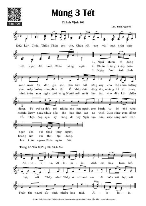 Thánh Vịnh 103, Mùng Ba Tết
