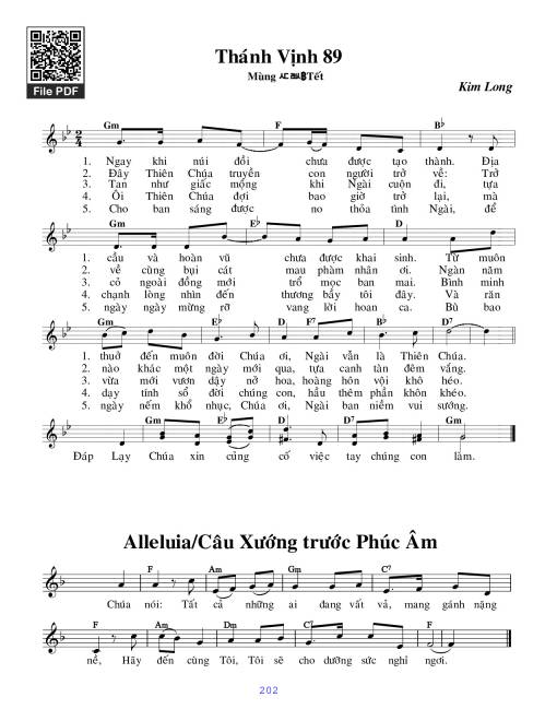 Sheet PDF of Thánh Vịnh 89, Mùng Ba Tết