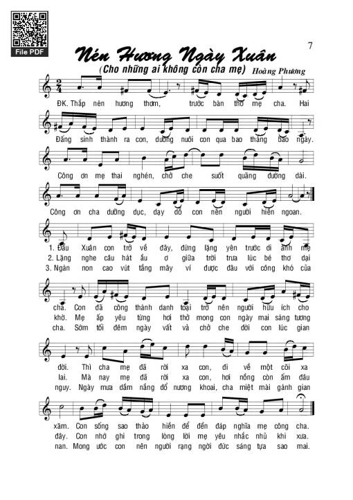 Sheet PDF of Nén Hương Ngày Xuân